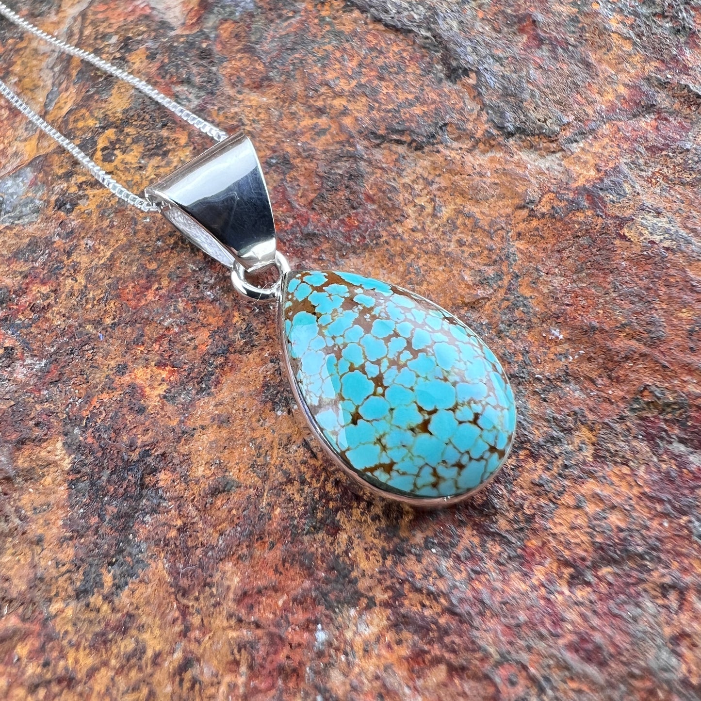 Number 8 Turquoise & Sterling Pendant by Cathy Webster