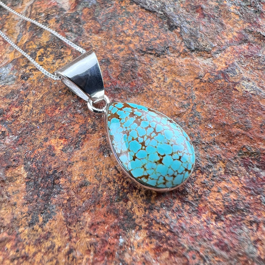 Number 8 Turquoise & Sterling Pendant by Cathy Webster