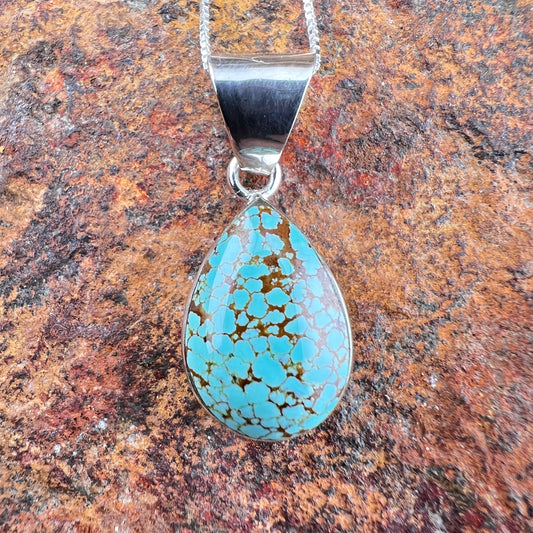 Number 8 Turquoise & Sterling Pendant by Cathy Webster