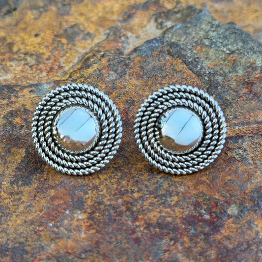Traditional Sterling Silver Twist Earrings by Artie Yellowhorse
