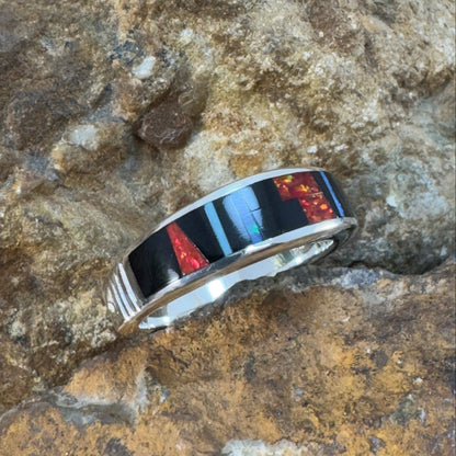 David Rosales Red Moon Inlaid Sterling Silver Ring