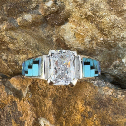 David Rosales Stardust Inlaid Sterling Silver Ring w/ Cubic Zirconia