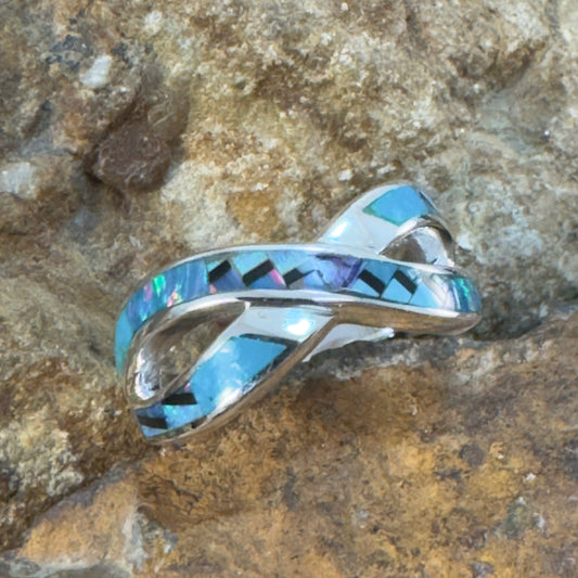 David Rosales Stardust Inlaid Sterling Silver Ring