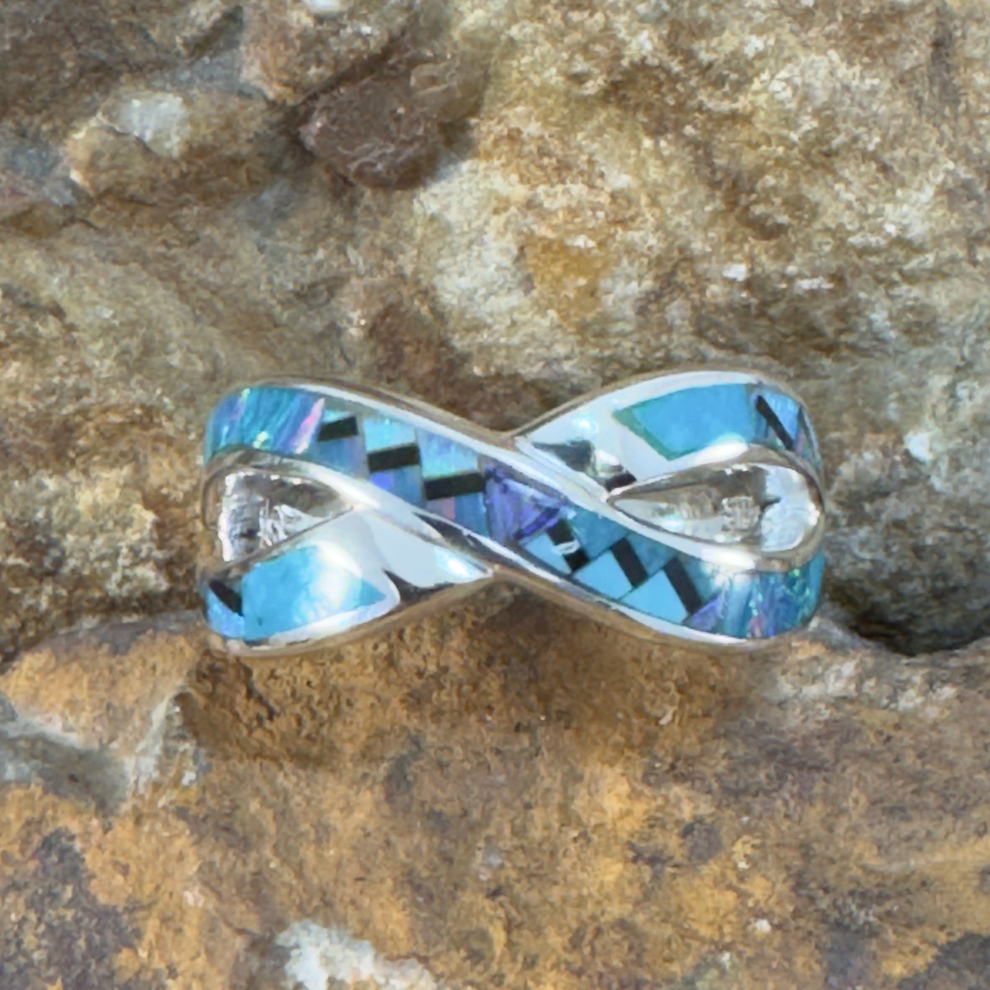 David Rosales Stardust Inlaid Sterling Silver Ring