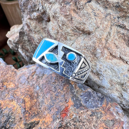 David Rosales Arizona Blue Inlaid Sterling Silver Ring
