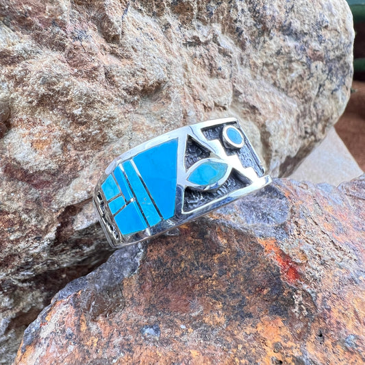 David Rosales Arizona Blue Inlaid Sterling Silver Ring