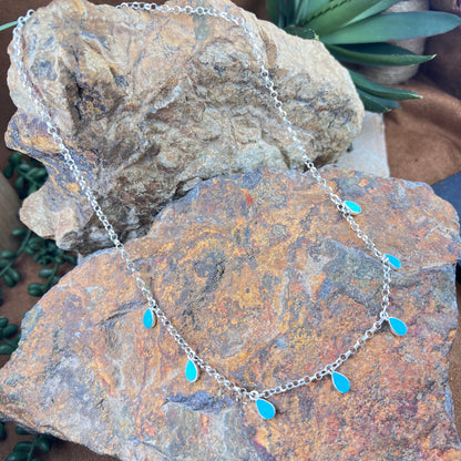David Rosales Arizona Blue Kingman Turquoise Dangle Necklace