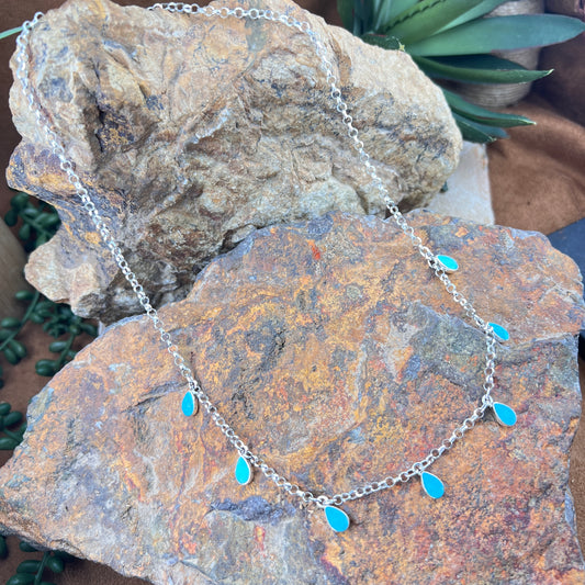 David Rosales Arizona Blue Kingman Turquoise Dangle Necklace