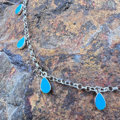 David Rosales Arizona Blue Kingman Turquoise Dangle Necklace
