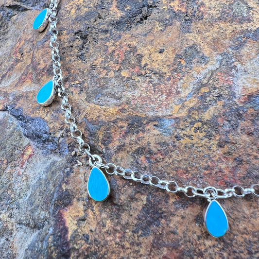 David Rosales Arizona Blue Kingman Turquoise Dangle Necklace