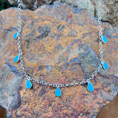 David Rosales Arizona Blue Kingman Turquoise Dangle Necklace