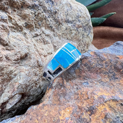 David Rosales Arizona Blue Inlaid Sterling Silver Ring