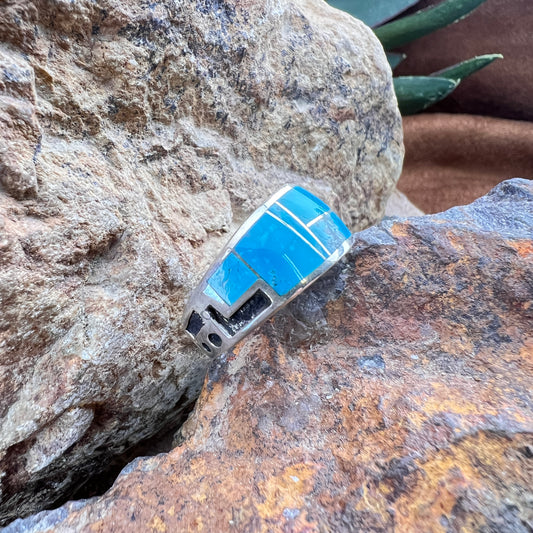 David Rosales Arizona Blue Inlaid Sterling Silver Ring