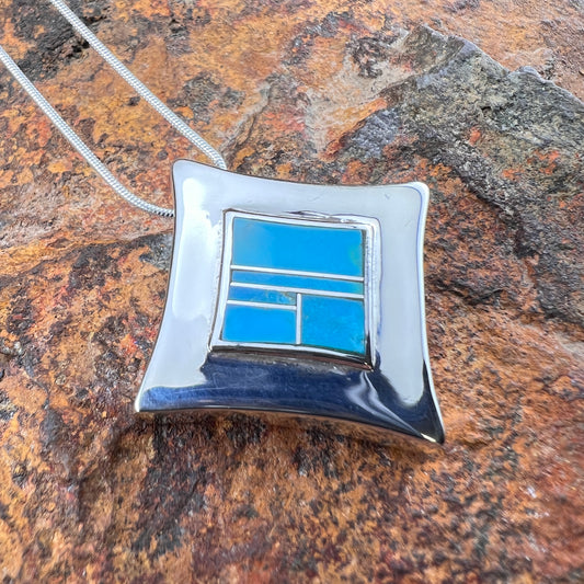 David Rosales Arizona Blue Inlaid Sterling Silver Necklace