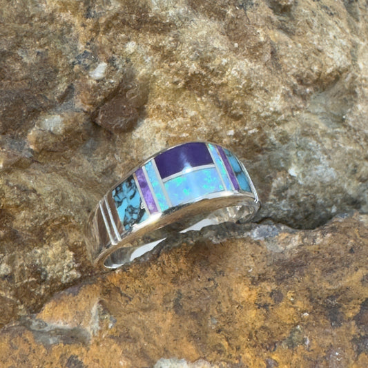 David Rosales Shalako Inlaid Sterling Silver Ring