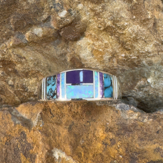 David Rosales Shalako Inlaid Sterling Silver Ring