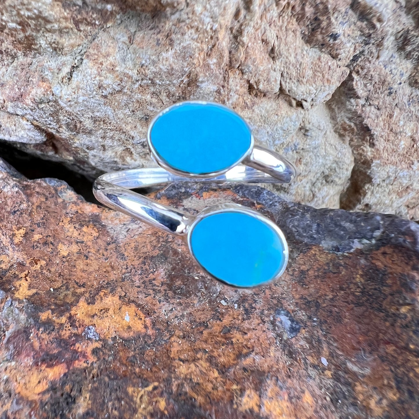 David Rosales Arizona Blue Double Stone Sterling Silver Ring