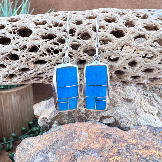 David Rosales Arizona Blue Inlaid Sterling Silver Earrings