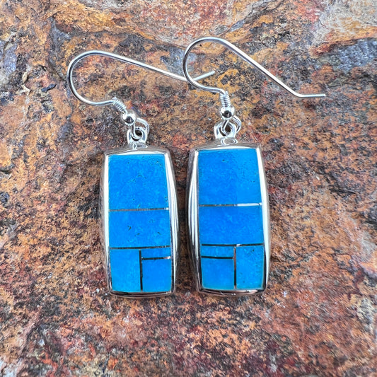 David Rosales Arizona Blue Inlaid Sterling Silver Earrings