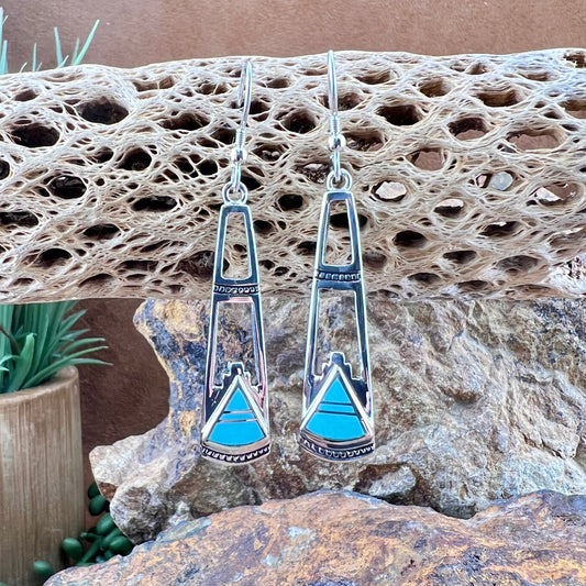 David Rosales Arizona Blue Inlaid Sterling Silver Earrings