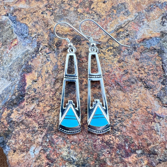 David Rosales Arizona Blue Inlaid Sterling Silver Earrings