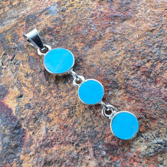 David Rosales Arizona Blue Triple Drop Sterling Silver Pendant