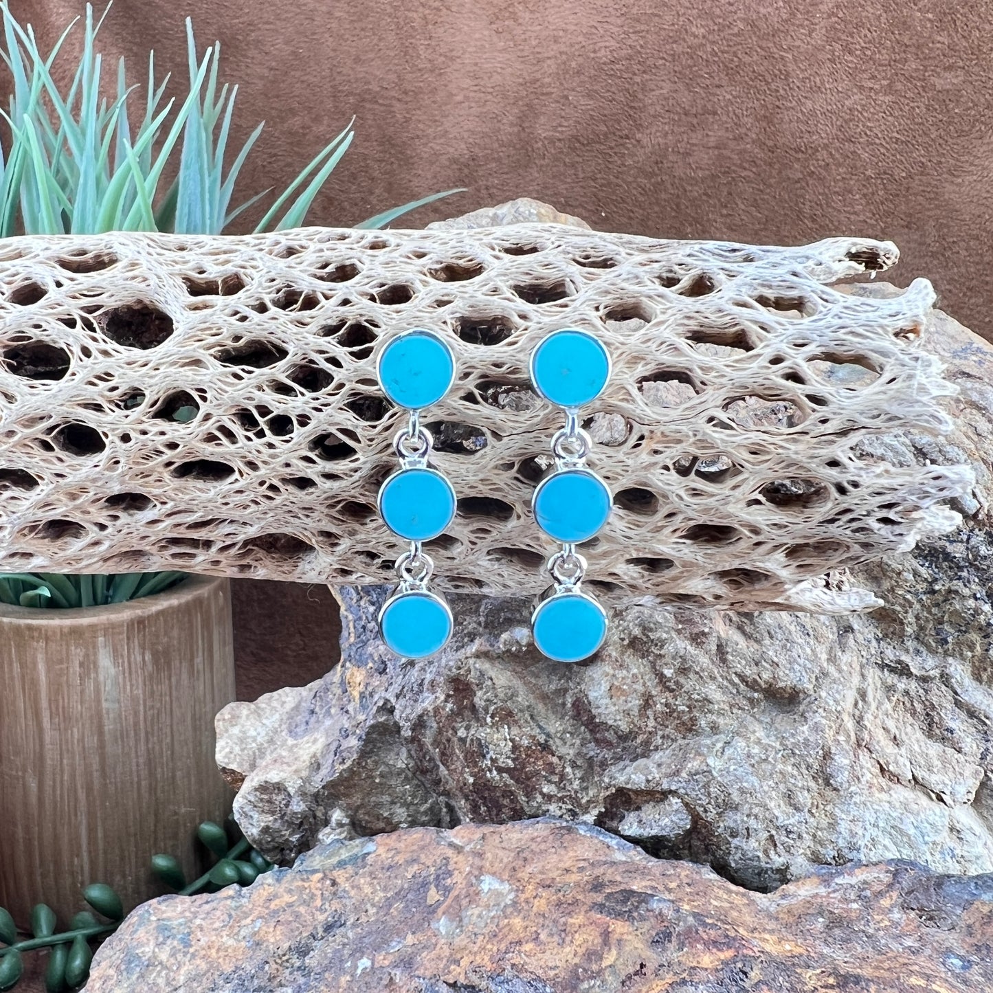 David Rosales Arizona Blue Triple Drop Sterling Silver Earrings