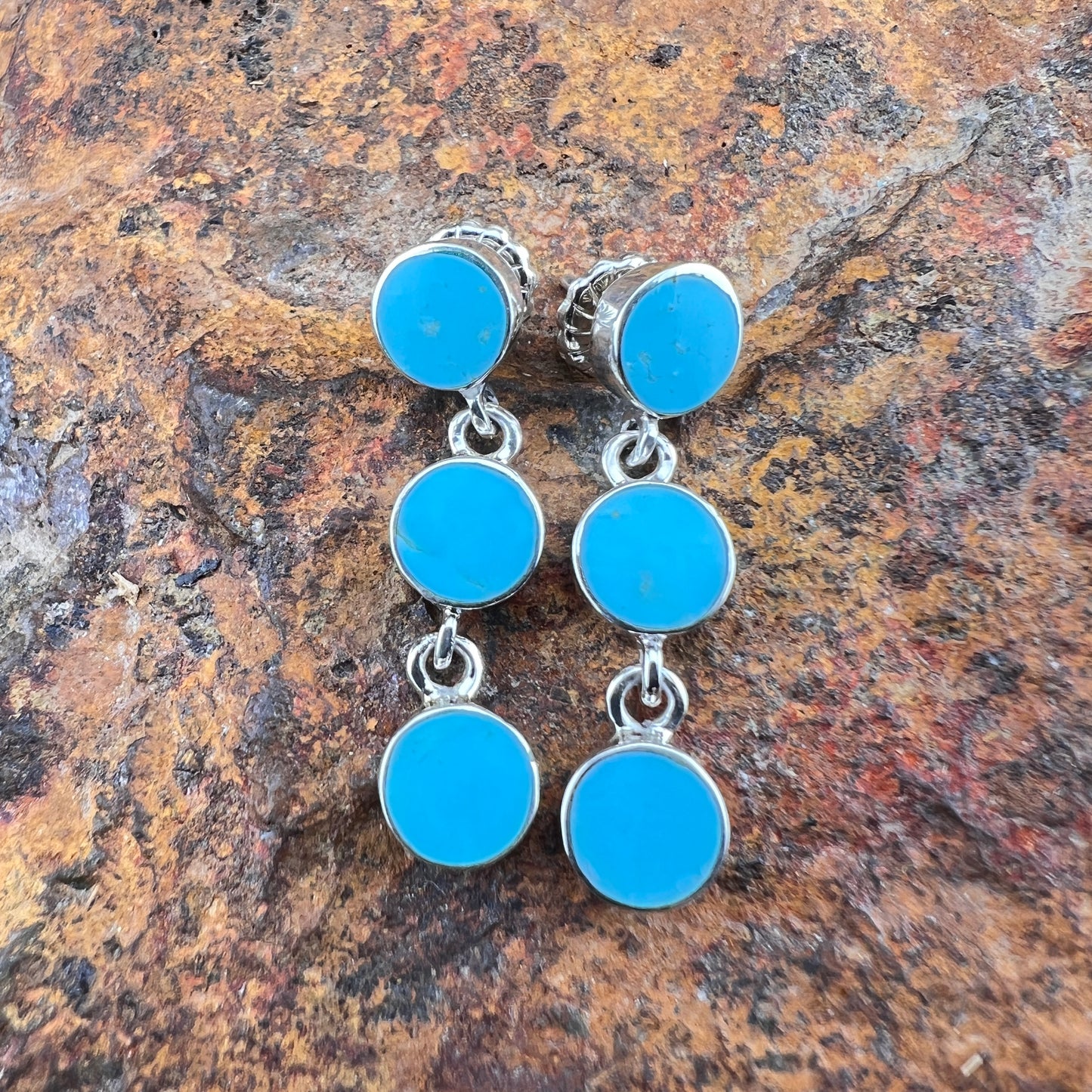 David Rosales Arizona Blue Triple Drop Sterling Silver Earrings