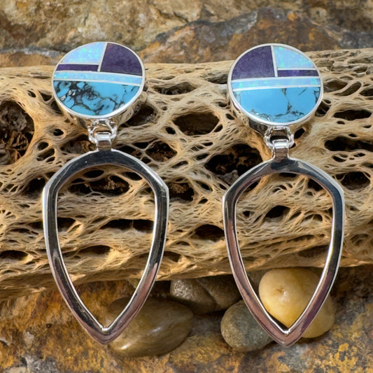David Rosales Shalako Inlaid Sterling Silver Earrings