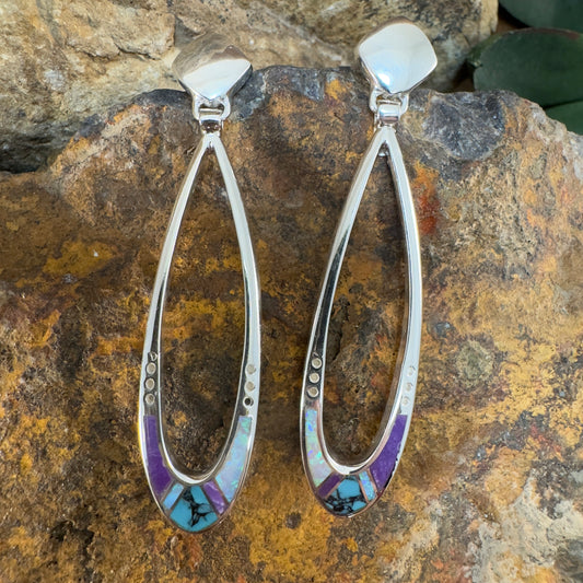 David Rosales Shalako Inlaid Sterling Silver Earrings
