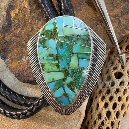 David Rosales Sonoran Gold Inlaid Sterling Silver Bolo Tie