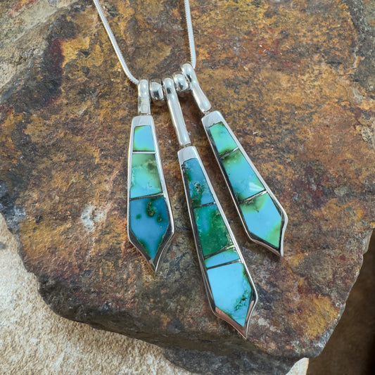 David Rosales Sonoran Gold Turquoise Inlaid Sterling Silver Necklace