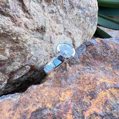 David Rosales Amazing Light Inlaid Sterling Silver Ring w/ Cubic Zirconia