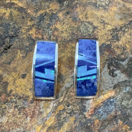David Rosales Blue Sky Inlaid Sterling Silver Earrings