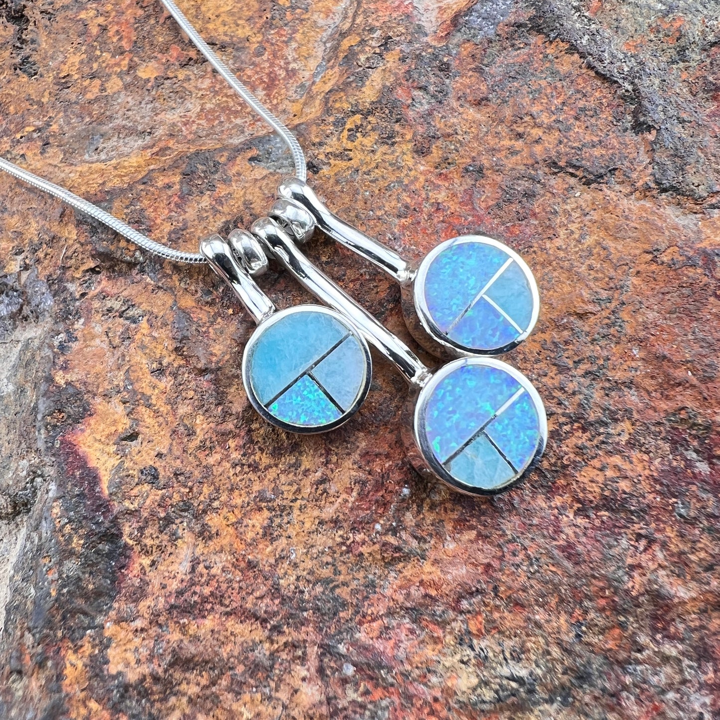 David Rosales Amazing Light Inlaid Sterling Silver Necklace