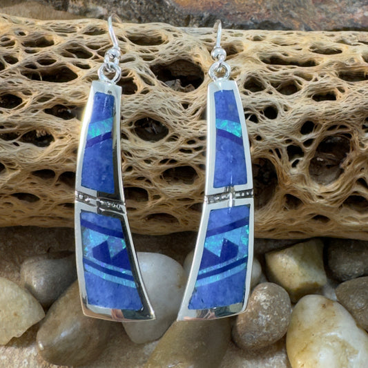 David Rosales Blue Sky Inlaid Sterling Silver Earrings