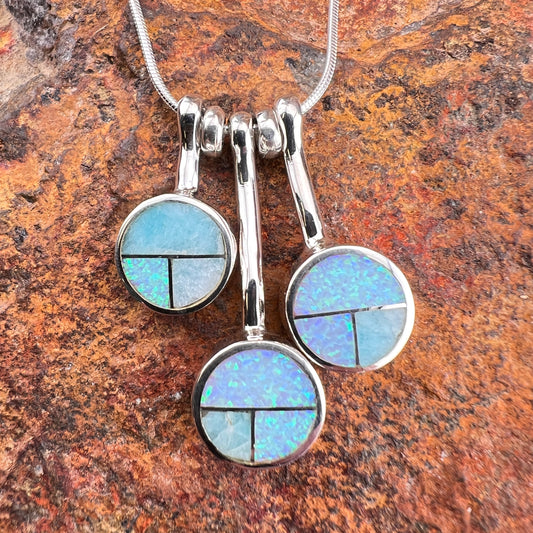 David Rosales Amazing Light Inlaid Sterling Silver Necklace