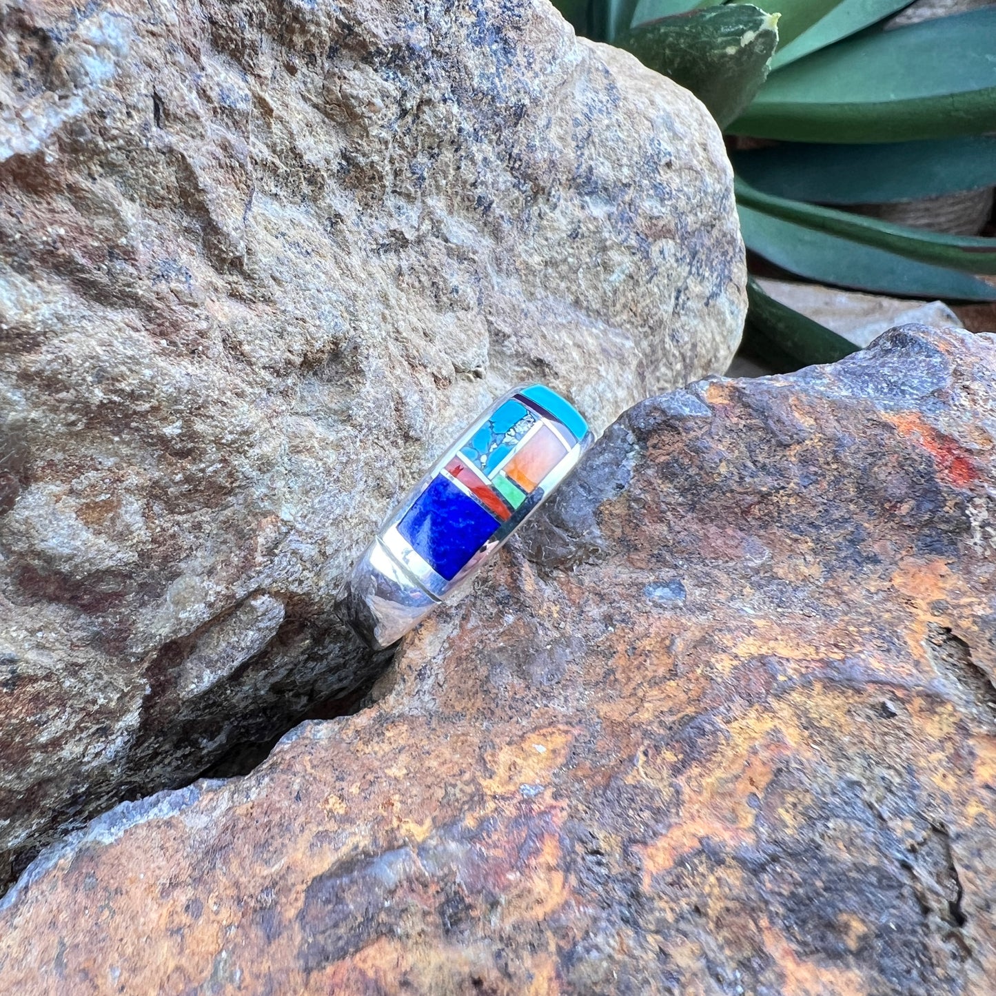 David Rosales Indian Summer Inlaid Sterling Silver Ring