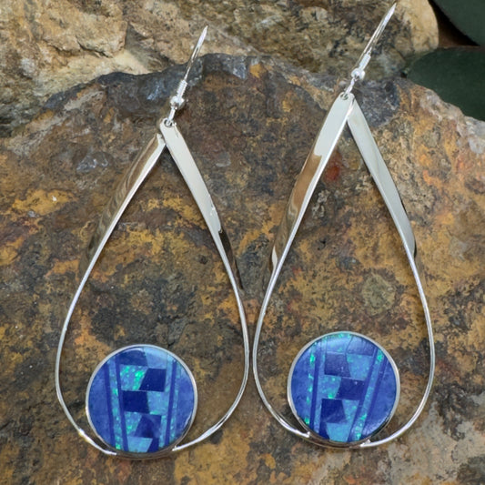David Rosales Blue Sky Inlaid Sterling Silver Earrings