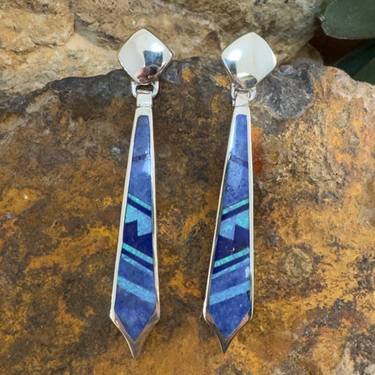 David Rosales Blue Sky Inlaid Sterling Silver Earrings