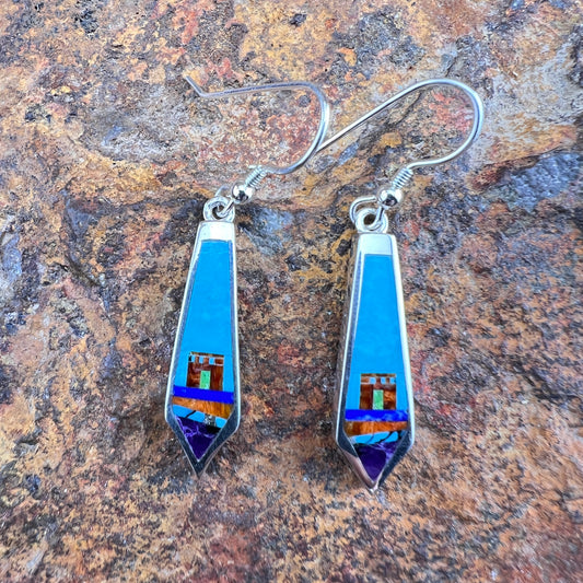 David Rosales Indian Summer Fancy Inlaid Sterling Silver Earrings