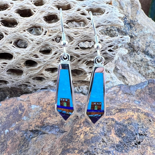 David Rosales Indian Summer Fancy Inlaid Sterling Silver Earrings
