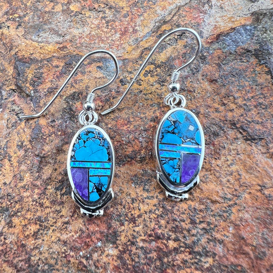 David Rosales Shalako Inlaid Sterling Silver Earrings