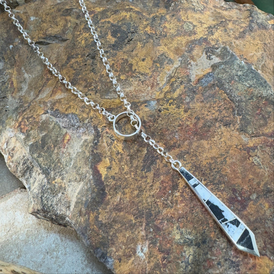 David Rosales White Buffalo Inlaid Sterling Silver Necklace - Adjustable