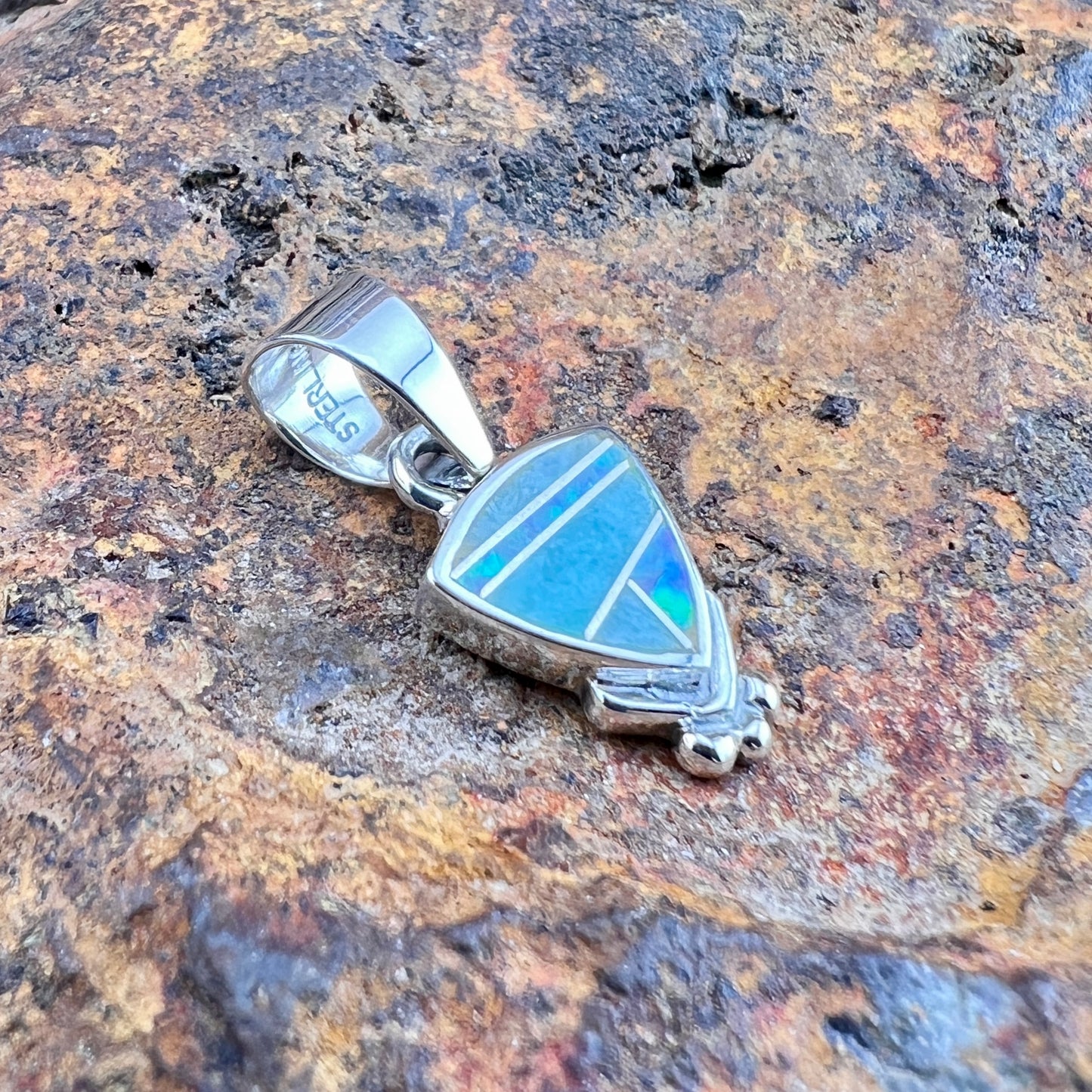 David Rosales Amazing Light Inlaid Sterling Silver Pendant