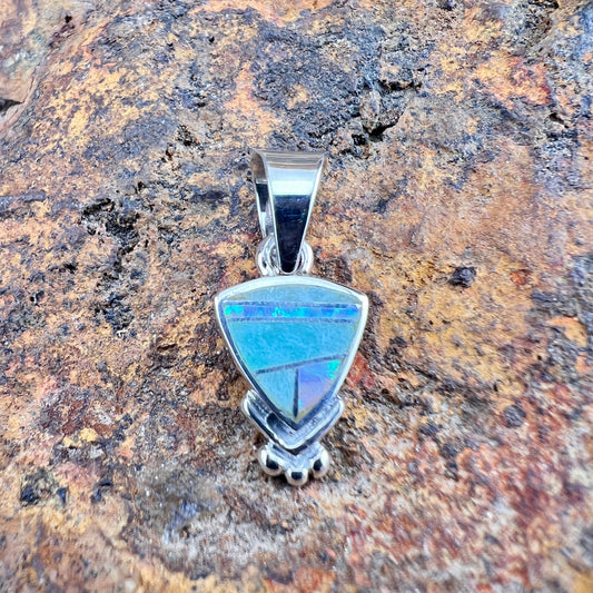 David Rosales Amazing Light Inlaid Sterling Silver Pendant