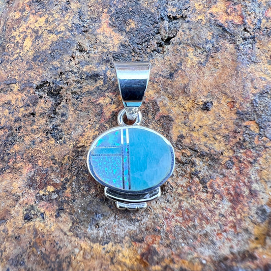 David Rosales Amazing Light Inlaid Sterling Silver Pendant