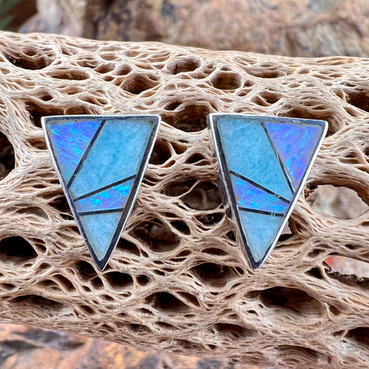 David Rosales Amazing Light Inlaid Sterling Silver Earrings