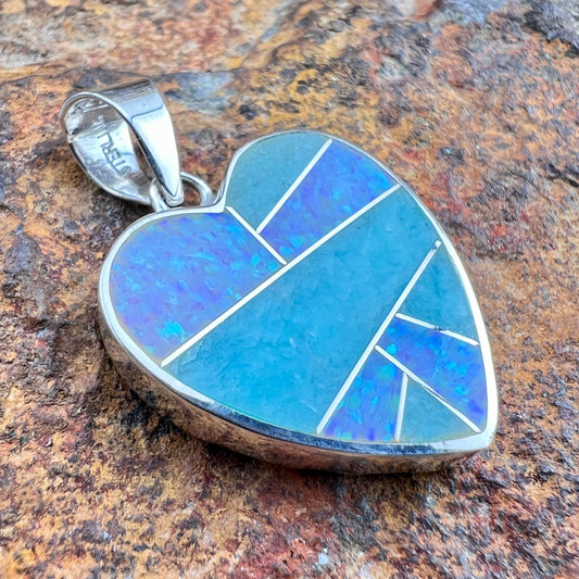 David Rosales Amazing Light Inlaid Sterling Silver Heart Pendant