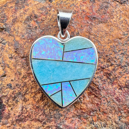David Rosales Amazing Light Inlaid Sterling Silver Heart Pendant